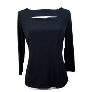 Carmen Womens Black Keyhole Long Sleeve Sweater Size Medium